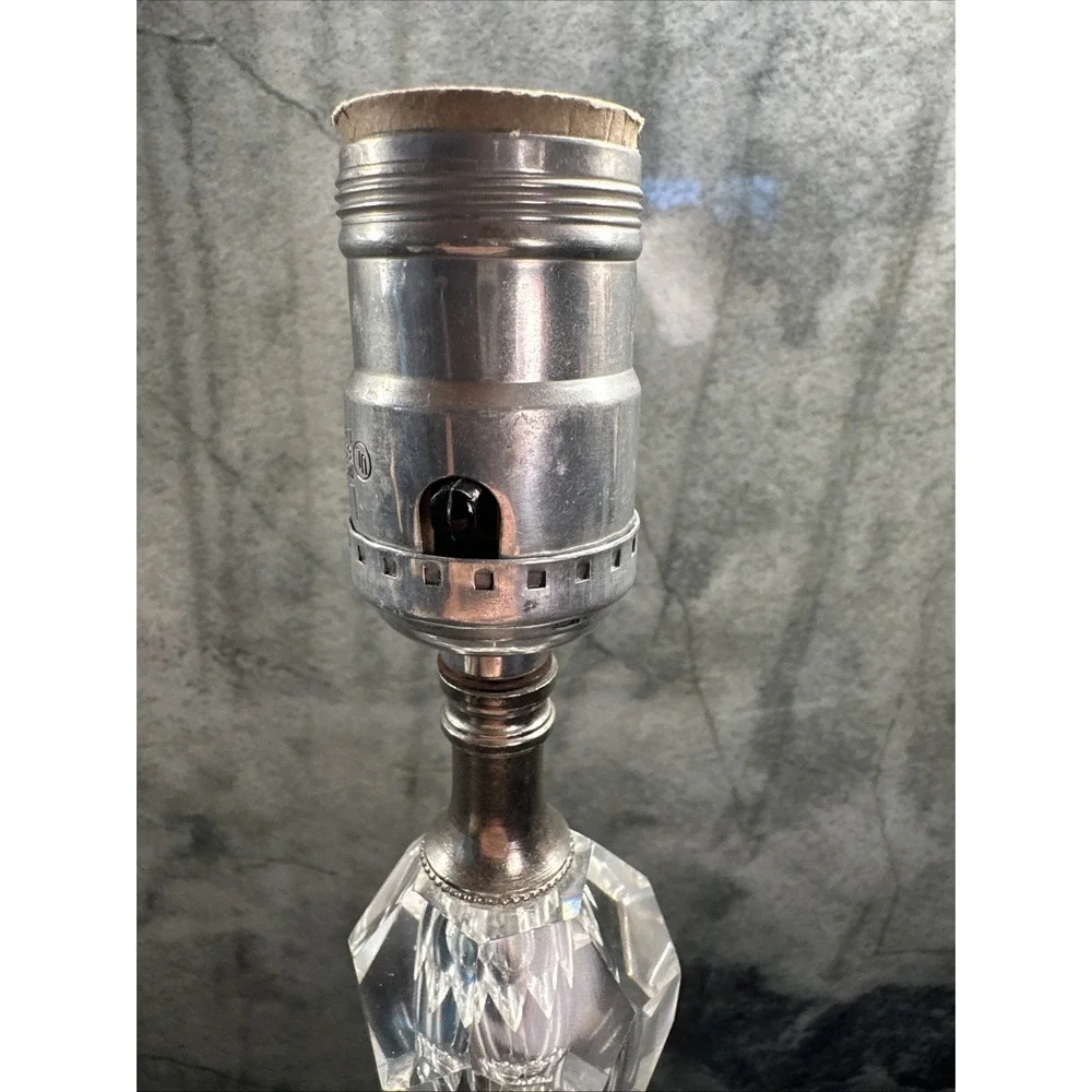 MCM 1950's Hollywood Regency Stacked‎ Leaded Crystal Boudoir Table Lamps Works